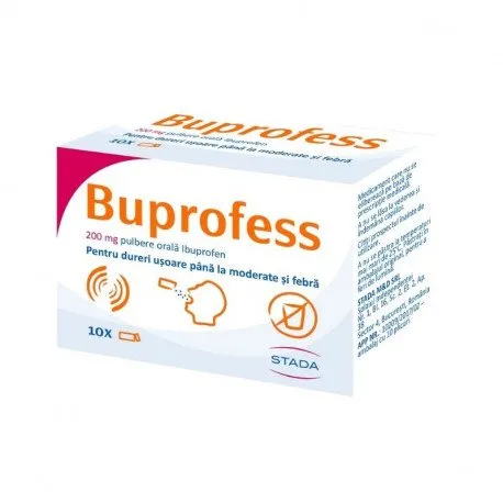 Buprofess 200 mg, 10 plicuri pulbere orala