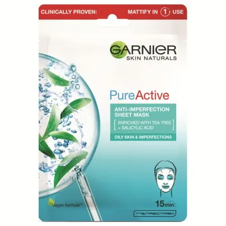 Masca servetel anti-imperfectiuni Pure Active Skin Naturals, 23 g, Garnier