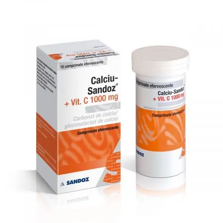 Calciu  Vitamina C, 1000 mg, 10 comprimate, Sandoz