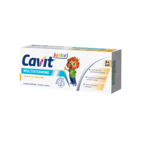 Cavit junior multivitamine vanilie, 20 tablete masticabile