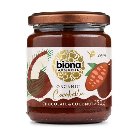 Crema Bio de cocos cu ciocolata Cocobella, 250 g, Biona