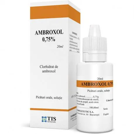 Ambroxol 0,75% x 20 ml picaturi orale, solutie TIS