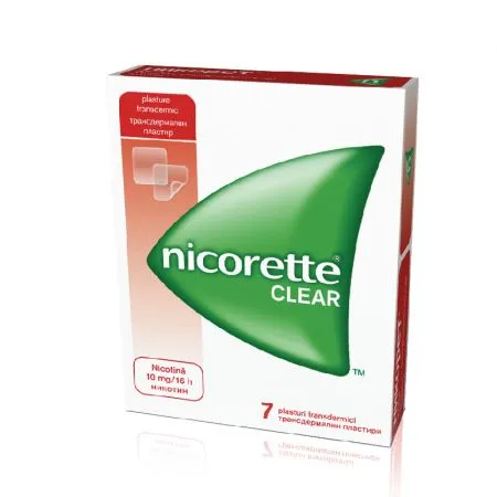 Nicorette Clear, 10 mg/16 h, 7 plasturi, Mcneil