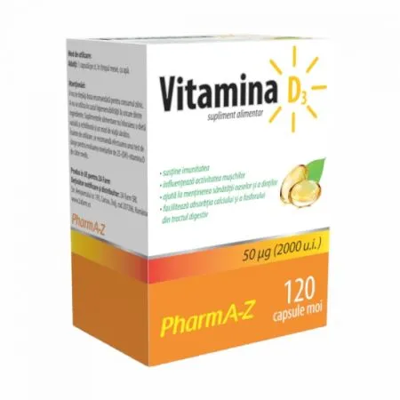 Vitamina D3, 120 capsule, PharmA-Z