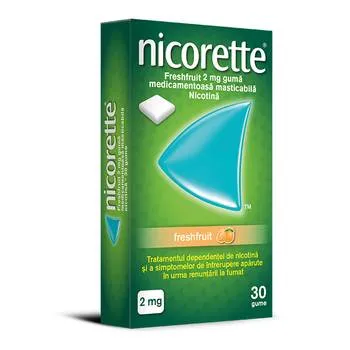 Nicorette® Freshfruit 2mg guma medicamentoasa masticabila, 30 bucati, Johnson&Johnson