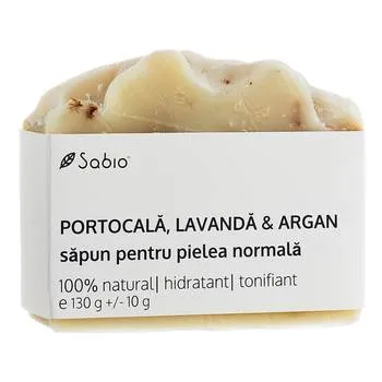Sapun natural pentru pielea normala cu portocala, argan si lavanda, 130g, Sabio