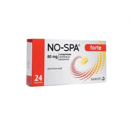 No-Spa Forte 80 mg, 24 comprimate, dureri abdominale