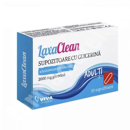 Supozitoare cu glicerina pentru adulti LaxaClean, 10 bucati, Viva Pharma
