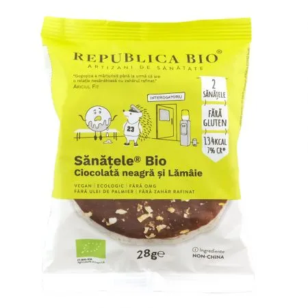 Sanatele BIO cu ciocolata neagra, lamaie si orez brun, 28 g, Republica Bio