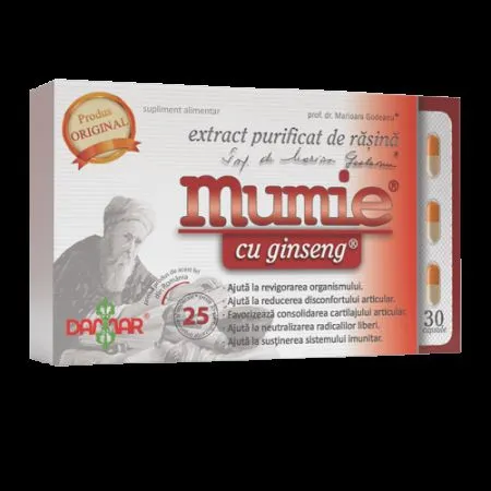 Extract purificat de rasina Mumie cu Ginseng, 30 capsule, Damar General Trading