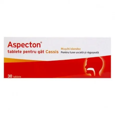 Aspecton tablete pentru gat Cassis pentru tratamentul cu mucolitice, 30 tablete
