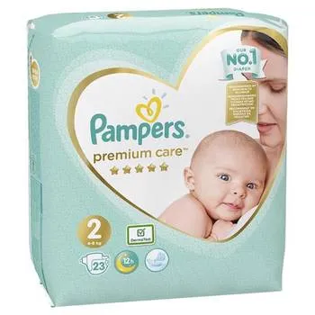 Scutece pentru bebelusi Premium Care, Marimea 2, 4-8 kg, 23 bucati, Pampers