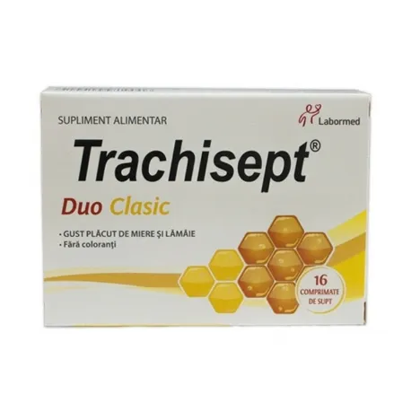 Trachisept Duo Clasic pentru dureri in gat, 16 comprimate de supt