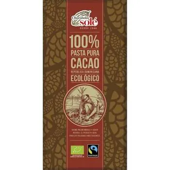 Ciocolata neagra cu 100% cacao Bio, 100g, Chocolates Sole