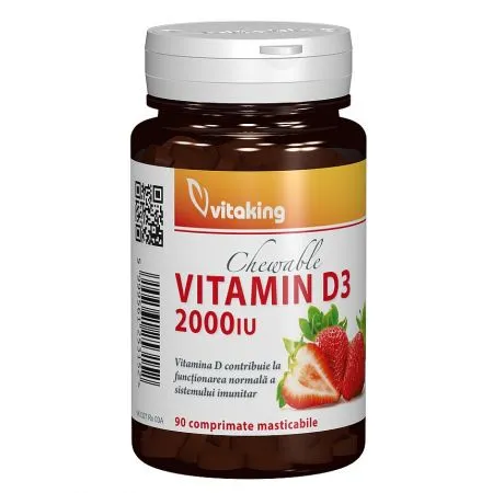 Vitamina D 2000UI masticabila, 90 comprimate, Vitaking