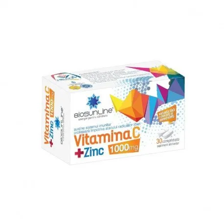 BioSunLine Vitamina C 1000 mg + Zinc, 30 comprimate