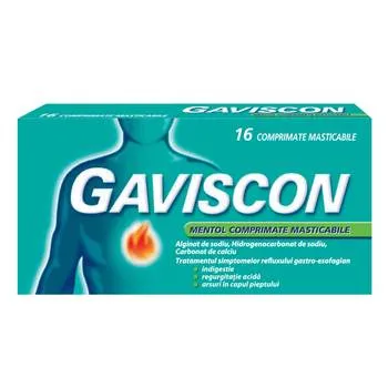 Gaviscon Mentol, 16 comprimate masticabile, Reckitt Benckiser