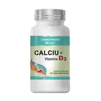 Calciu cu Vitamina D3, 30 tablete, Cosmopharm