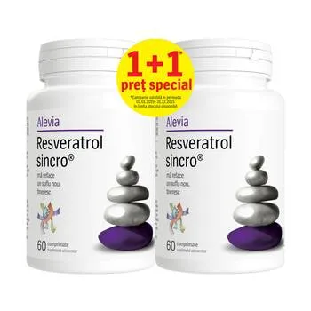 Pachet Resveratrol Sincro, 2 x 60 comprimate, Alevia