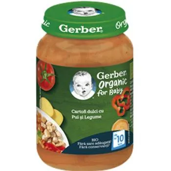 Cartofi dulci cu pui si legume +10 luni, 190g, Gerber