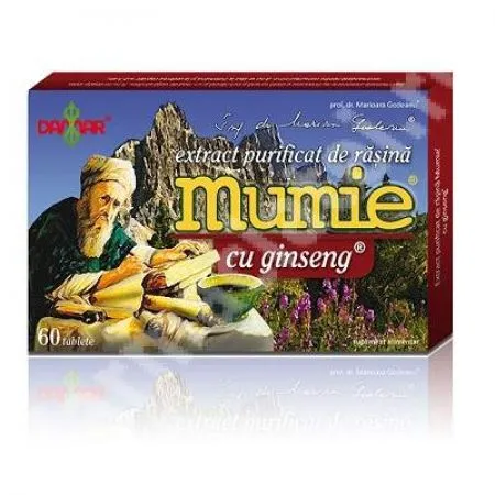 Extract purificat de rasina Mumie cu Ginseng, 60 tablete, Damar General Trading