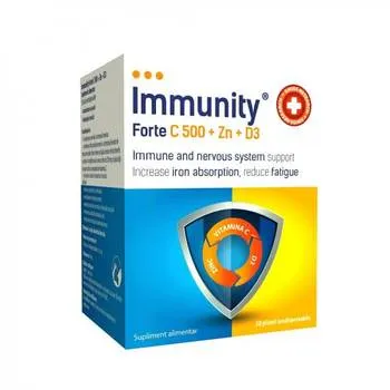 Immunity Forte C 500 + Zn + D3, 30 plicuri orodispersabile, MBA Pharma