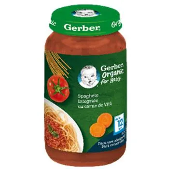 Spaghete integrale cu carne de vita +12 luni, 250g, Gerber