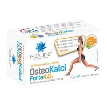 Osteo Kalci Forte K2D3, 30 comprimate masticabile, BioSunLine