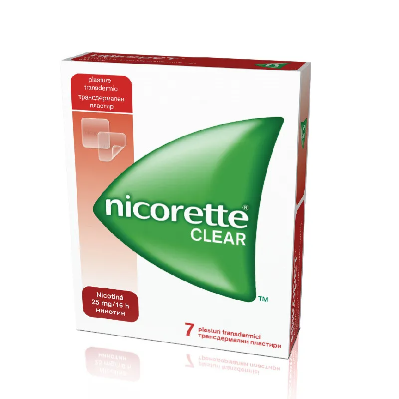 NICORETTE CLEAR 25MG/16H PLASTURI TRANSDERMICI 7BUC