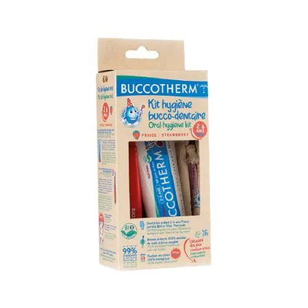 Kit de igiena orala pentru copii de 2-6 ani (contine pasta de dinti, periuta si saculet bumbac), 50 ml, Buccotherm