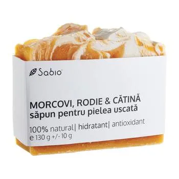 Sapun natural pentru pielea uscata cu morcovi + rodie si catina, 130g, Sabio