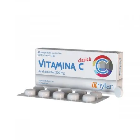Vitamina C clasica, 20 comprimate masticabile, Hyllan