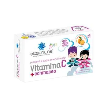 Vitamina C + echinacea pentru copii, 30 comprimate de supt, BioSunLine