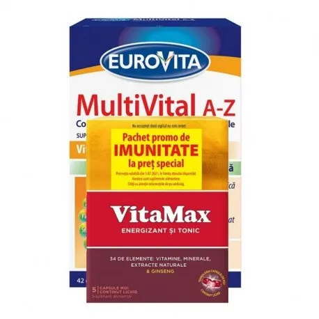 Eurovita multivital A-Z, 42 comprimate eliberare prelungita + Vitamax, 5 capsule moi Pachet