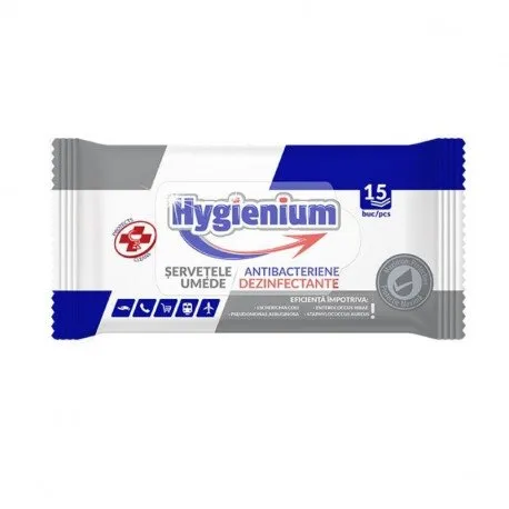 Hygienium servetele umede antibacteriene si dezinfectante, 15 bucati