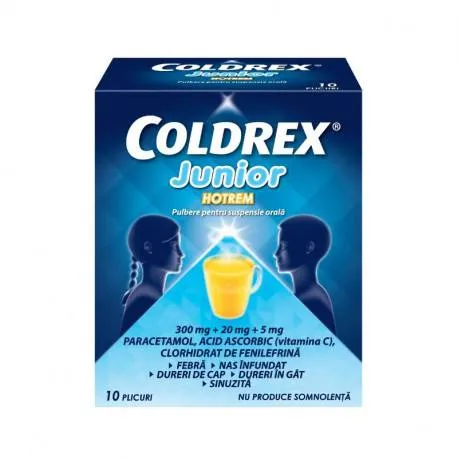 Coldrex Junior Hotrem, 10 plicuri pulbere pentru suspensie orala
