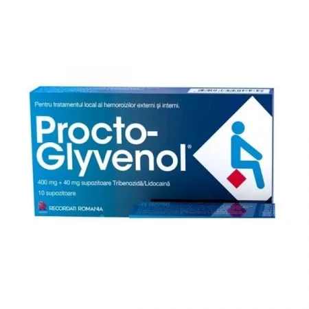Procto-Glyvenol, 400 mg + 40 mg, 10 supozitoare, Novartis