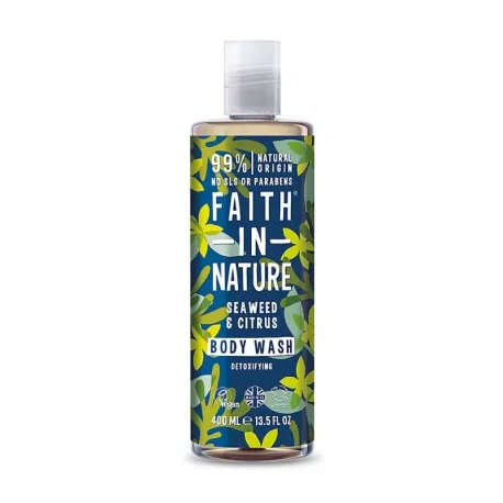 Faith in Nature Gel de dus natural, detoxifiant cu alge marine si citrice, 400 ml