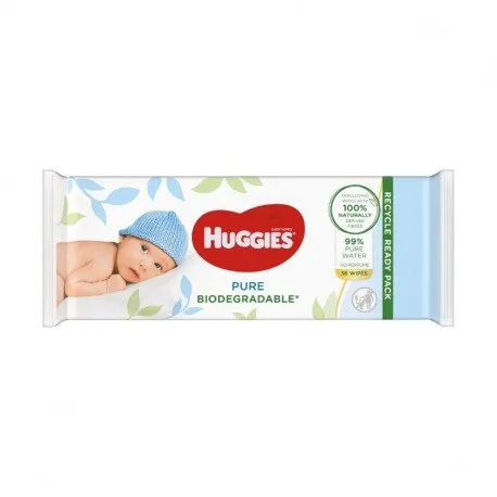 Huggies Servetele Pure Biodegradabile, 56 bucati