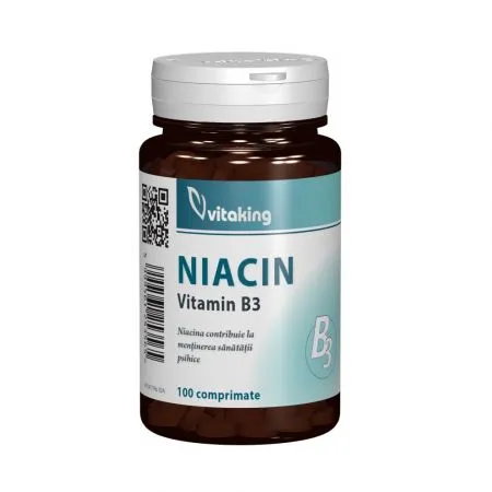 Niacina Vitamina B3, 100 mg, 100 comprimate, Vitaking