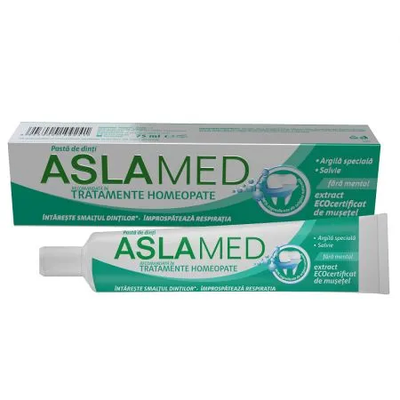 Pasta de dinti recomandata in tratamente homeopate, 75 ml, AslaMed