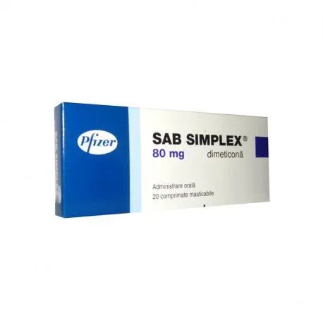 Sab Simplex 80 mg x 20 comprimate masticabile