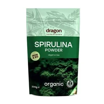 Spirulina pulbere raw bio, 200g, Dragon Superfoods