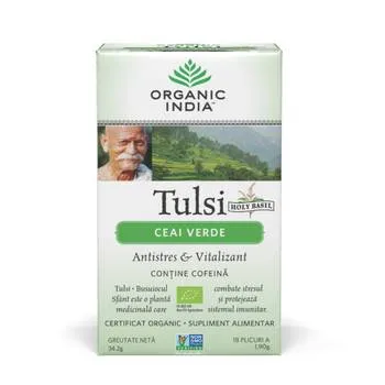 Tulsi Ceai Verde, 18 plicuri, Organic India