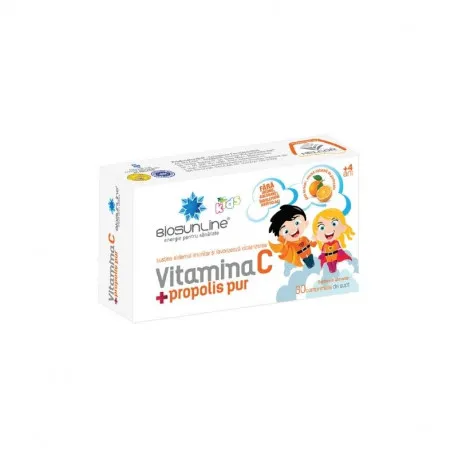 BioSunLine Vitamina C + Propolis Pur pentru copii, 30 comprimate