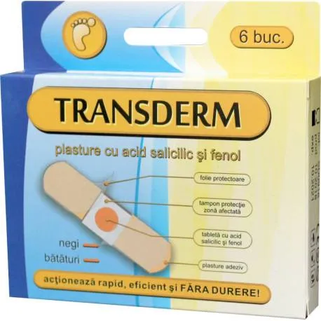 Transderm-plasturi acid salicilic & fenol, 6 bucati